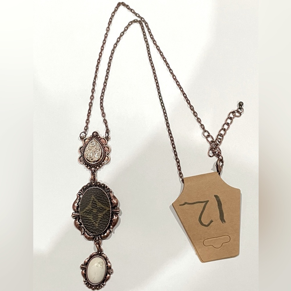 New Louis Vuitton Canvas Rose Gold Tone Necklace